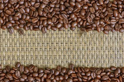 Coffee bean frame background for you text. Stock Photos