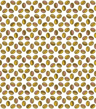 Coffee bean geometric seamless pattern. Beige green color palette. White Stock Illustration