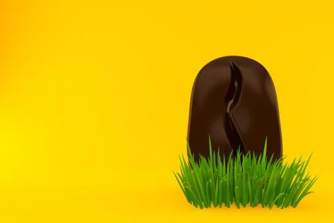 Coffee bean on grass Stock Illustration