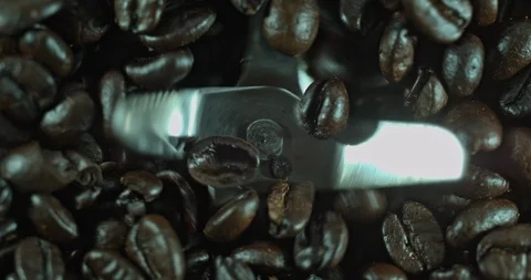 Coffee Bean Grind Slow Motion Macro Stock Footage 117095889
