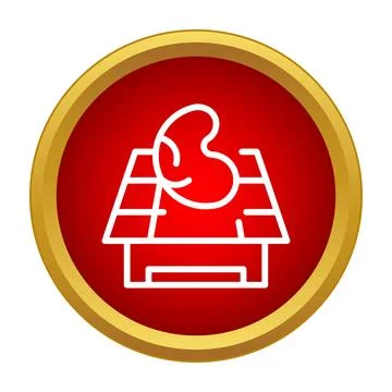 Coffee bean house icon inside red circle Stock Illustration