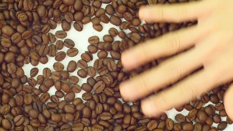 Coffee bean with human hand. Stock Footage 89612570