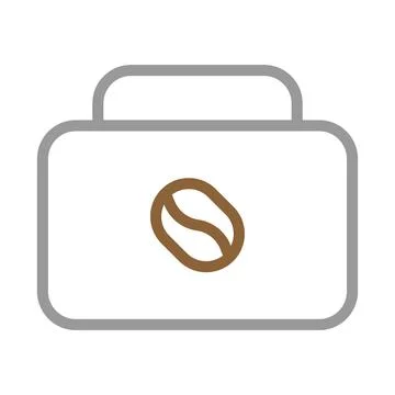 Coffee bean icon on a bag. Concept of business, work, and coffee break. Illustrazione stock