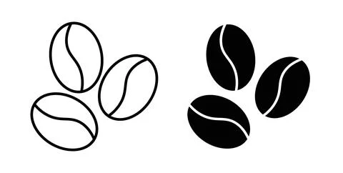 Coffee Bean icon collection in black, Line icons, flat symbols Stock Illustration
