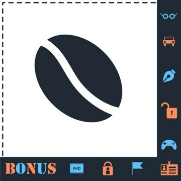 Coffee Bean icon flat Stock Illustration