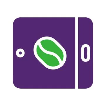 Coffee Bean Icon on Mobile Phone Application Illustrazione stock