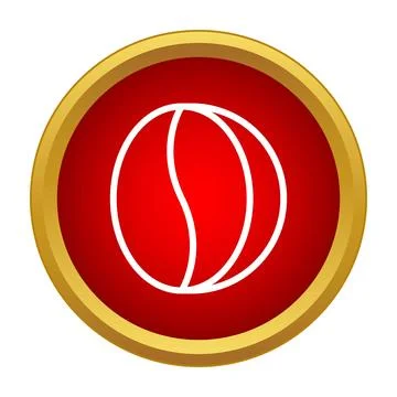 Coffee bean icon on red circle button Stock Illustration