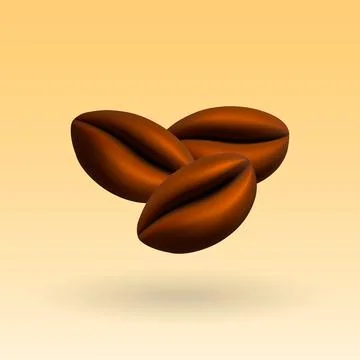 Coffee bean isolated vector 3d icon. Coffee beans 3d illustration. Stock Illustration