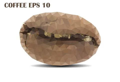 Coffee bean isolated on white background. Low poly art. Stock Illustration