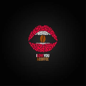 Coffee bean lips concept design background Stock Illustration
