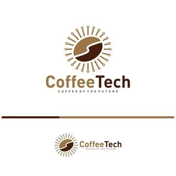 Coffee bean logo with data connection. Creative coffee tech logo template v.. Stock Illustration