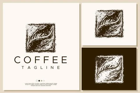Coffee bean logo design template. Coffee grunge logo design Stock Illustration