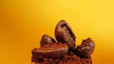 Coffee bean macro rotates. Looped 4k video Stock Footage 126338834
