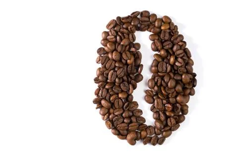 Coffee bean made of coffee beans. Symbol isolated on white background. Stock Photos