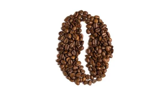 Coffee bean made of coffee beans. Symbol isolated on white background. Stock Photos