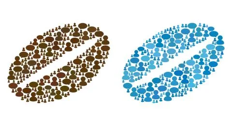 Coffee Bean Mosaic Icons of Message Clouds and People Stock Illustration