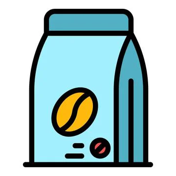 Coffee bean pack icon color outline vector Stock Illustration