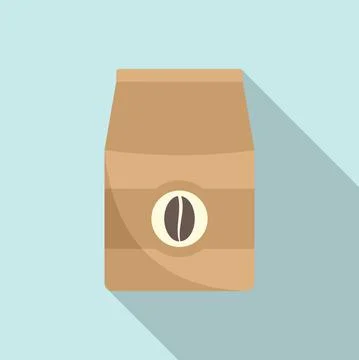 Coffee bean pack icon flat vector. Espresso cup Stock Illustration