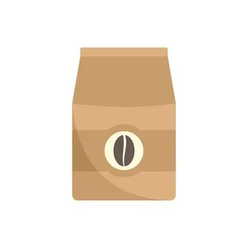 Coffee bean pack icon flat vector. Espresso cup Stock Illustration