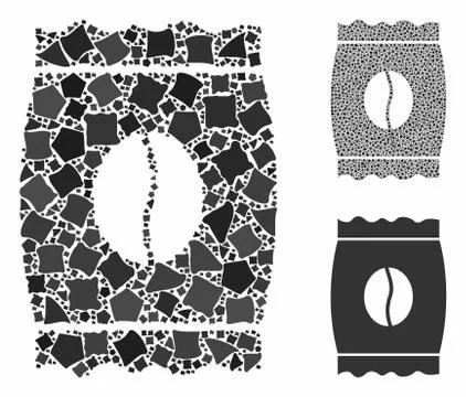 Coffee bean pack Mosaic Icon of Tremulant Elements 스톡 일러스트