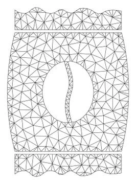 Coffee Bean Pack Polygonal Frame Vector Mesh Illustration Stock Illustration