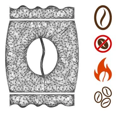 Coffee Bean Pack Web Vector Mesh Illustration Stock Illustration