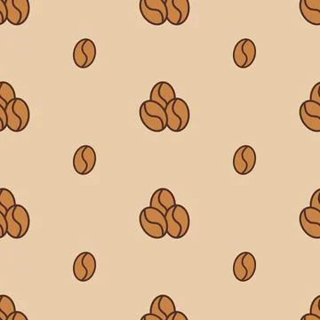 Coffee bean pattern, grain texture. Cappuccino, espresso in cafe, hand drawn Stock Illustration