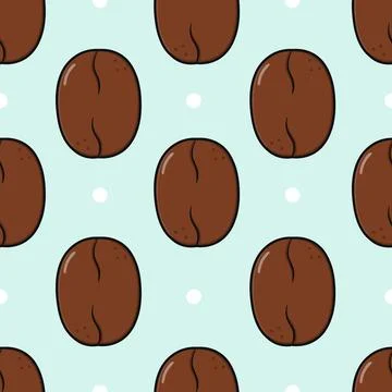 Coffee bean pattern on a light blue background Illustrazione stock