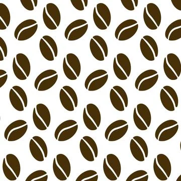 Coffee bean pattern, print silhouette seamless for cafe or coffee house Stock Illustration
