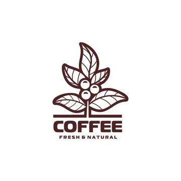 Coffee bean plant vector icon with leaves, branch Illustrazione stock