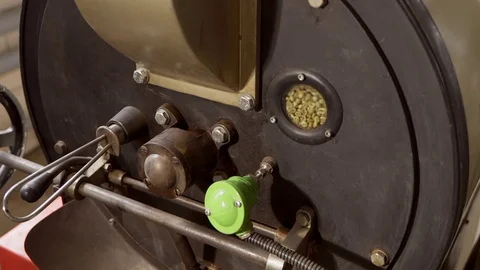 Coffee Bean Roasting Oven. Roasting coffee beans in the oven. Coffee production Stock Footage 116467235