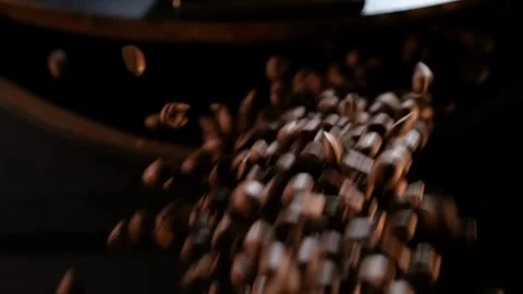 Coffee bean roasting Process Coffee Roaster The freshly roasted coffee bean.. Stock Footage 272458181