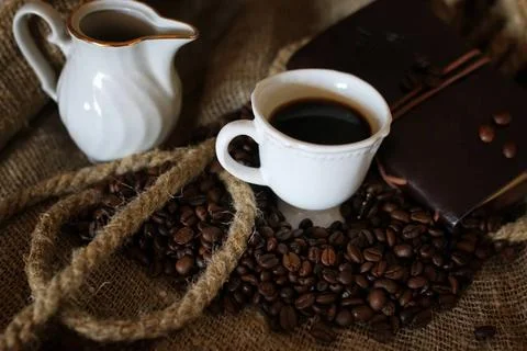 Coffee bean rope book various vintage elements on old worn backgrounds dif... Stock Photos