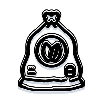 Coffee bean sack icon doodle drawing line art Stock Illustration