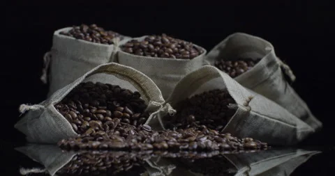 Coffee Bean Sacks 5K RED Gemini Slow Motion Stock Footage 137982361