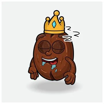 Coffee Bean With Sleep expression. Mascot cartoon character for flavor, str.. Stock Illustration