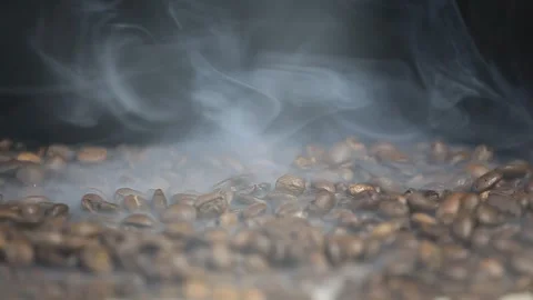 Coffee bean smoke dark background Stock Footage 263960186