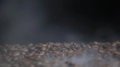 Coffee bean smoke dark background Stock Footage 263963077