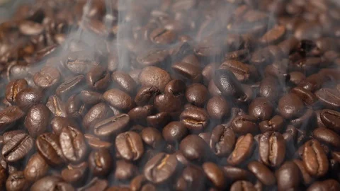 Coffee bean with smoke Stock Footage 90636888