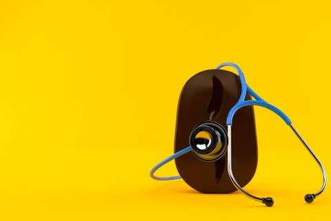 Coffee bean with stethoscope Stock Illustration