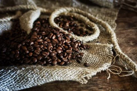 Coffee bean on textile background coffee bean on textile background ,model... Stock-Fotos