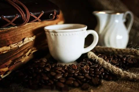 Coffee bean on textile background coffee bean on textile background ,model... Stock-Fotos