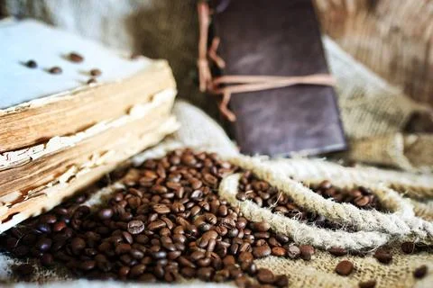 Coffee bean on textile background coffee bean on textile background ,model... Stock-Fotos