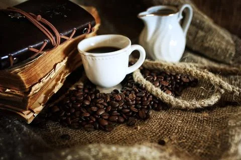 Coffee bean on textile background coffee bean on textile background ,model... Stock-Fotos