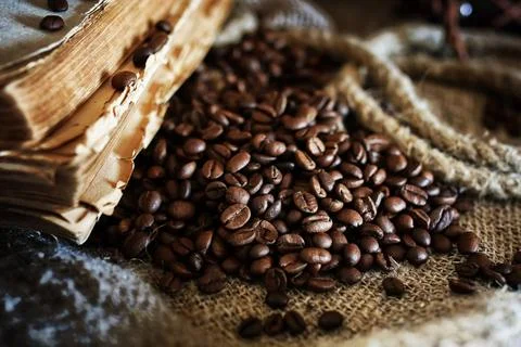 Coffee bean on textile background coffee bean on textile background ,model... Stock-Fotos