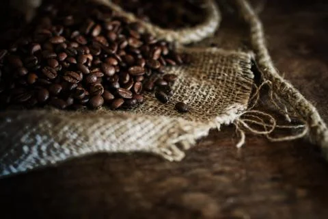 Coffee bean on textile background Stock Photos