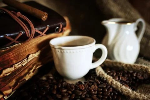 Coffee bean on textile background Stock Photos