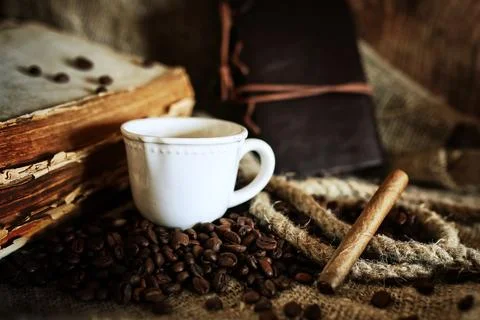 Coffee bean on textile background Stock Photos