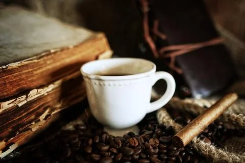 Coffee bean on textile background Stock Photos