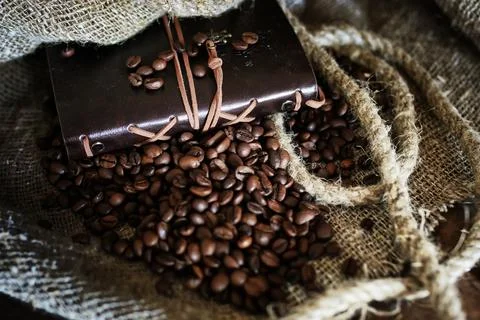 Coffee bean on textile background 库存照片